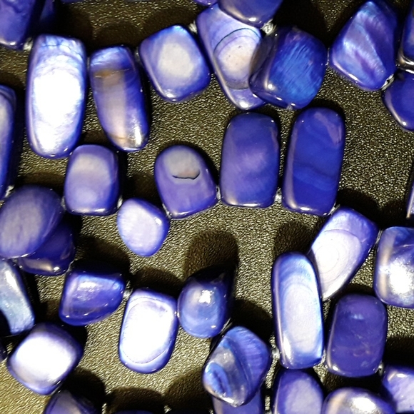 Blue Triple Strand 925 Sterling Silver Necklace 18" - Picture 3 of 4